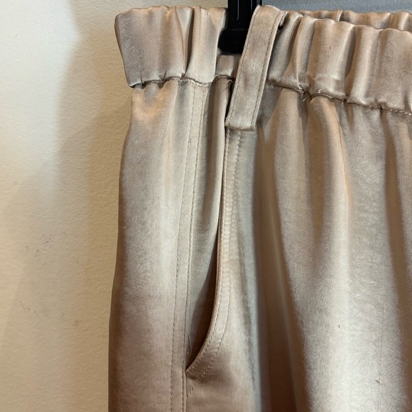 MNG Sz XL Gold Cargo Pants Satin Shiny Finish Slinky Pull On Elastic Waist NEW - Picture 5 of 11
